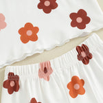 fhutpw Toddler Baby Girls Summer Outfits Daisy Ruffle Short Sleeve T-Shirts Tops Floral Shorts 2Pcs Clothes Set 6M-4T (B Floral White, 18-24 Months)