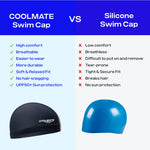 COOLMATE Fabric Swim Cap for Adult, Kid, Silicone Waterproof Layer, Cloth Swim Cap for Boy, Girl, Lightweight and Comfortable, Perfect for Pool, Beach, Lap Swimming (Legend Ink, M)