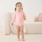 pureborn Newborn Baby Girls' Long Sleeve Cotton Bodysuit Spring Fall Solid Pink 0-3 Months