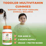 MARYRUTH'S Sugar Free Vitamin Gummies for Kids Age 2 | 2 Month Supply Multivitamin with Vitamin C, D3, Zinc | 1 Gummy Per Day | Toddler Vitamins | Sugar Free | Vegan | Non GMO | 60 Count