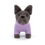 Jellycat French Bulldog Dog with Purple Sweater Stuffed Animal, 7.5 inches - Dogs & Puppies Plush Toy - Classic Children's Gift