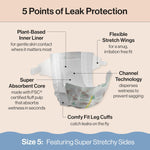 The Honest Company Clean Conscious Diapers for Delicate Skin | Up to 100% Leakproof | Hypoallergenic, Fragrance Free | Winter '25 Limited Edition Prints | Club Box, Size 5 (27+ lbs), 44 Count