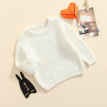 Karwuiio Toddler Baby Girl Boy Knit Sweater Round Neck Long Sleeve Pullover Sweatshirt Fall Winter Clothes (White, 12-18 Months)
