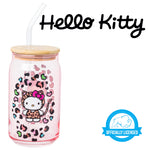 Silver Buffalo Sanrio Hello Kitty Glass Tumbler with Bamboo Lid and Glass Straw, 16 Ounces