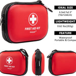 Mini First Aid Kit - 120 Piece Small Waterproof Hard Shell Medical Kit for Car, Home, Office, Travel, Camping, Sports, Outdoor, School - Emergency First Aid Supplies and Survival Kit (Red)