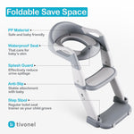 TIVONEL 3-in-1 Toddler Potty Training Toilet Seat with Ladder | Foldable Toilet Potty Training Seat with Step Stool Ladder | 5-Level Adjustable Height | Soft Cushion, Splash Guard & Anti Slip Pad