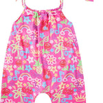 Toddler Baby Girls Romper Sleeveless Jumpsuit Summer Clothes Adjustable Tie-Up Strap with Pocket Headband 1-5T