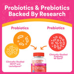 SmartyPants Kids Probiotic & Prebiotic Gummies for Digestive Health: Gut Health Supplement, Clinically Studied Prebiotic for Immune Support, Strawberry, 60 Count (30 Day Supply)