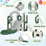 Merax 5-in-1 Toddler Slide and Swing Set, Kids Slide with Climber, Telescope and Storage Space, Outdoor Indoor Swing Slide Set for Toddlers Age 1+