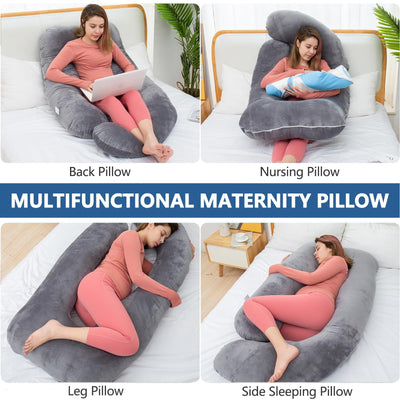 AS AWESLING Shredded Memory Foam Body Pillow, Pregnancy Pillows for Sleeping, Maternity Pillow for Pregnant Women, Memory Foam Filling U Shaped Body Pillow with Velvet Cover