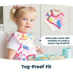 Tiny Twinkle Mess Proof Baby Bib - Waterproof Baby Apron - Machine Washable - PVC, BPA, & Phthalate Free - Great Travel Bib for Baby Eating - Baby Food Bibs (Flutter,Large 2-4 Years)