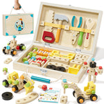 Lehoo Castle Kids Tool Set with Toolbox, Wooden Toys for 3 4 5 Years Old Boy Birthday Gift, Construction Play Tools, STEM Learning Toys for Preschooler, Pretend Play Gifts for Christmas