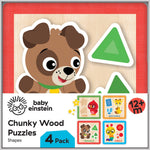 MasterPieces Baby Einstein Chunky Wood Puzzle 4 Pack - Portable Jigsaw Puzzle