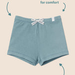MORI Baby Unisex Shorts in Ribbed Yellow for Boys and Girls - Elastic Waist Bottoms with Decorative Drawstring - 6-9 Months