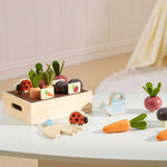 KizKnows Wooden Vegetable Garden Toy for Toddlers 3+, Pretend Harvest & Sorting Play Set with Planter Box, Fine Motor Learning Toy for 3 4 5 Year Old Boys Girls