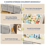 KIDINIX Kids Bookshelf and Toy Storage Organizer, 5-Tier Book Shelf for Kids Rooms, Nursery Bookcase, Montessori Bookshelf for Toddlers, White, Baby Organizers & Storage, Nursery Furniture