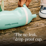 Tommee Tippee Insulated 9oz Sporty Spout Toddler Water Bottle, No Spill, Sippy Cups for Toddlers 1-3, Two-Piece Valve Helps Stop Spills, Light Blue & Orange, BPA Free, Pack of 2