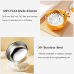 ENERGEVITY Suction Bowls Set for Baby Feeding，Silicone Suction Baby Bowl and Food-Grade 304 Stainless Steel Bowl with Fork and Spoon,Dishwasher Safe (Yellow Duck)