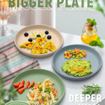 Qyeejong Classic Toddler Plates with Suction 2 Pcs, BPA Free Silicone Baby Suction Plates, Stick Dinner Dishes for Baby Toddler Kids, Dishwasher Safe, Stackable