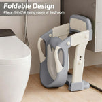 Snugzy Toddler Potty Training Seat 3-in-1 Foldable Potty Training Toilet with Step Stool Adjustable Potty Chair with Urinals (Grey)
