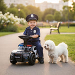 Costzon Police Car Ride On, Toddler Foot-to-Floor Sliding Car with Siren Sounds, Music & Flashing Lights, Under-Seat Storage, Kids Ride On Toys for Boys Girls 18+ Months