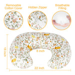 CHANGX3KB Ergonomic Nursing Pillow for Breastfeeding & Bottle Feeding, Breastfeeding Pillow to Reduce Back Neck Strain, Suitable for Breastfeeding Mom & Baby, Washable Cotton Cover(Flower Beige)