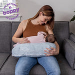 Boppy Nursing Pillow - Ergonomic Bottle & Breastfeeding Pillow with High, Firm, Large Area, Water-Repellent Cushion with Washable Cover; Baby Safety Alliance Verified - Blue Speckled Current