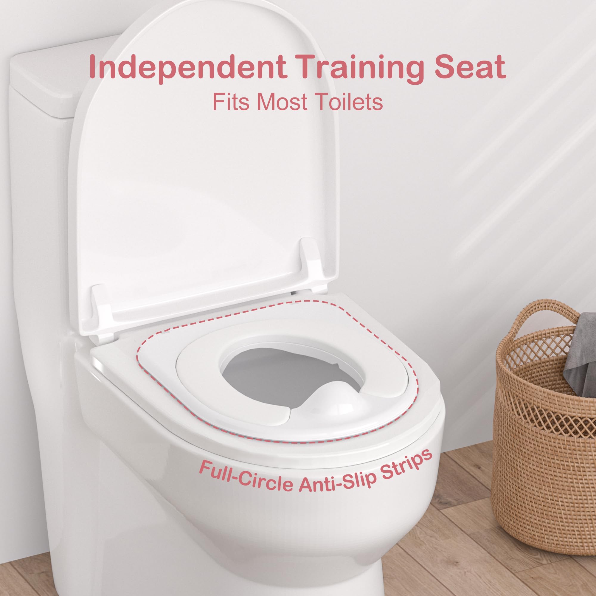 CheerTry 2-in-1 Toddler Potty Training Toilet - Larger Potty Chair & Detachable Training Seat for Boys & Girls Ages 1-3 with Flushing Sound, Wipes Storage, Toilet Paper Holder - Pink