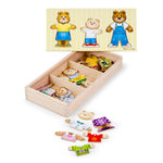 Melissa & Doug Wooden Bear Family Dress-Up Puzzle, 45 Pieces Mix and Match Outfits, Sorting & Matching Toy with Storage Case, Educational Puzzle for Toddlers Ages 3+
