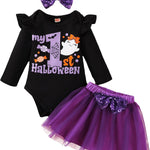 Baby Girl Halloween Costumes My 1st Halloween Outfits Romper+ Tutu Skirt+ Striated Leg Warmer+ Bunny Headband Outfit Set