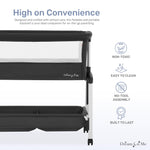 Dream On Me Calypso Portable Bassinet with Wheels, Adjustable Height Bedside Sleeper, Foldable Baby Bassinet with Breathable Mesh Sides, Foam Mattress, Easy Mobility & Travel-Friendly Design - Black