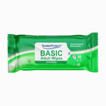 Green package of TenderProtect Basic Adult Wipes on a white background