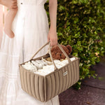 Blissful Diary Baby Diaper Caddy Organizer, Stylish Storage Basket for Newborn Essentials and Diaper Station, Gift for Baby Shower and Registry Must-Have, Mocha Brown