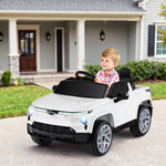 Costzon Ride on Car, 12V Licensed Chevrolet Truck, Kids' Electric Vehicles with Remote Control, Rear Storage, Music, USB, Lights & Spring Suspension, Kids Car Toy for Aged 3+ (Truck, White)