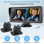 Dual Baby Car Camera for 2 Kids - 6.9” HD Display with Ambient Lighting, Rotatable Night Vision Cameras, Easy Setup, Ideal for Parents, Grandparents, Nannies, Safe & Clear Viewing