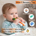 Easter Baby Teething Toys Silicone Carrot Rabbit Hollow Teething Tubes -Sensory Chew Toys Over 3 Months - Teether Straws for Teething Relief -BPA Free Infant Toys Baby Shower Gifts Baby Essentials (1)