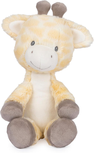 Plush giraffe toy on a white background