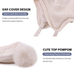 Basic Winter Baby Beanie Gloves Boys Girls Knitted Hat Pompom Kids Earflap Hats Warm Infant Toddler Beanie Mittens Set(Beige(Hat+Gloves),S)