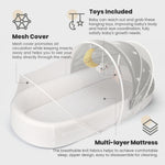 BNAKKON Travel Bassinet Portable Baby Bassinet, Baby Lounger for Newborn, Infant and Toddler, Suitable for Indoor & Outdoor Carrying, Mini Cribs Co Sleeper for Baby in Bed, Foldable Washable, Grey