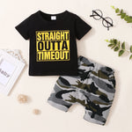 Kucnuzki Boys' Outfit, Cotton Blend 2PC Set, Short Sleeve Light Black T-Shirt & Shorts, Summer Outfits for Little Kids 2-3T