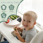 SPMKTQK 3Pack Sainless Steel Kids Plates with Suction, 8.1” Divided Toddler Baby Plates with Removable Silicone Sleeves BPA Free Non-Slip 2-in-1 Anti Breakage Metal Toddler Bowls