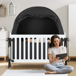 BORNA Pop Up Baby Sleeping Pod Tent, Full Size Crib and Pack N Play Travel Crib Blackout Cover, Breathable Sleep Tent Blocks 96%+ Light for Baby Best Sleeping and Napping