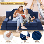 Fvkind 10 Pcs Modular Kids Play Couch, Foam Kids Play Couch for Playroom & Bedroom, Multifunctional Children Sofa Building Fort for Boys and Girls with Soft Foam and Removable Cover, Blue