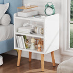 LUCKNOCK Night Stand, White Bedside Table, Modern End Table with Open Storage, Small nightstand for Small Space, Living Room, Bedroom, Kids Room, Dorm.