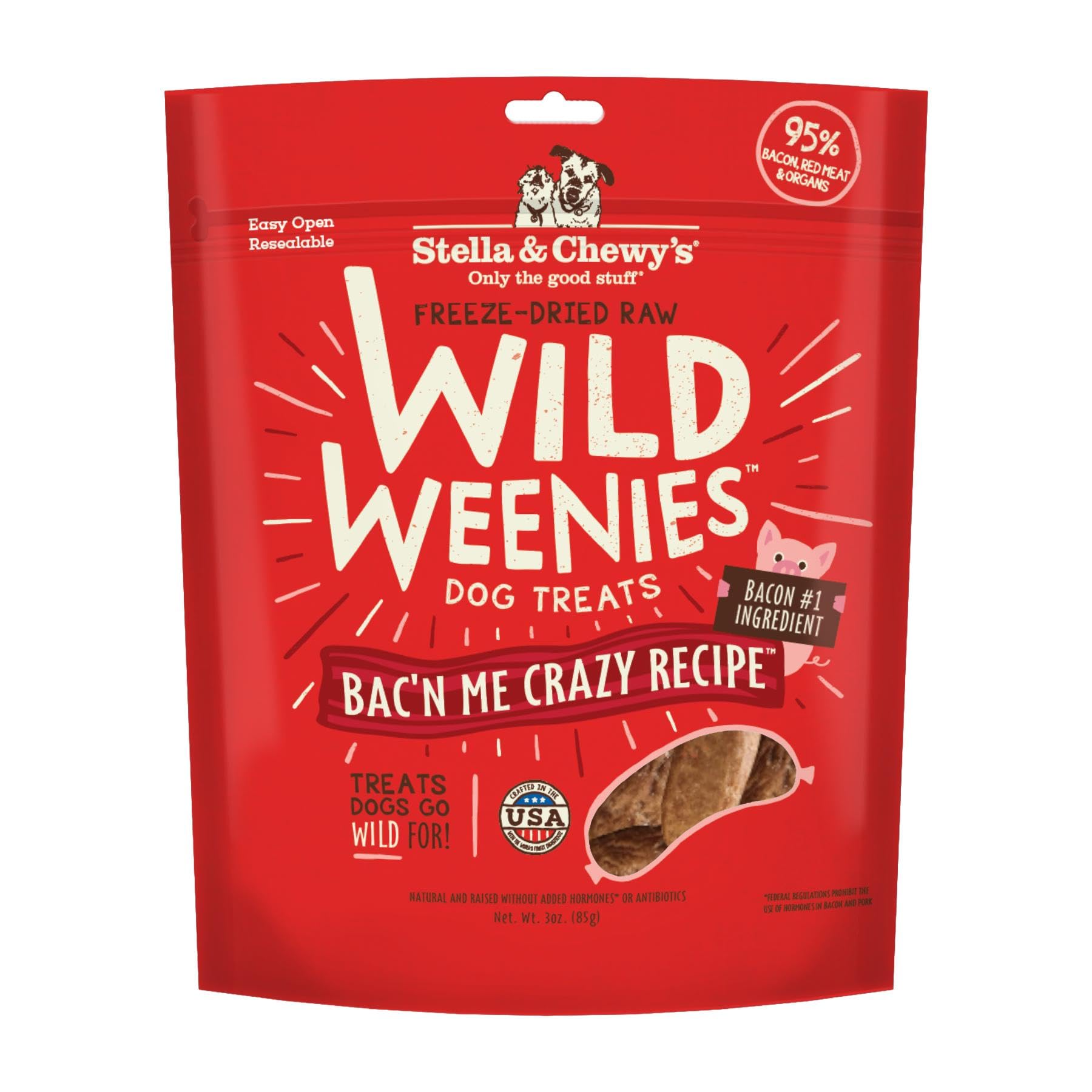 Stella & Chewy's Freeze-Dried Raw Wild Weenies Dog Treats – All-Natural, Protein Rich, Grain Free Dog & Puppy Treat – Great for Training & Rewarding – Cage-Free Chicken Recipe – 3.25 oz Bag