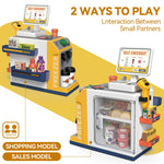 Cash Register Playset for Kids - 48PCS Pretend Play Money, Calculator, Scanner, Credit Card and Play Food for Boys and Girls Ages 3+ (668-125)