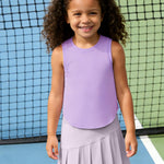 PATPAT Girls 2 Piece Tennis Skirt Set Size 5-6 Purple Tank Tops and Purple Skort Athletic Sets Sleeveless Tops + High Waisted Pleated Skort 2 Piece Outfits Girls Clothes Summer Outfits Activewear