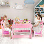 Costzon Kids Table and Chair Set, 3 in 1 Wooden Activity Table with Storage Drawer, Detachable Tabletop for Children Drawing Reading Art Craft, Playroom, Nursery, Toddler Table and Chair Set, Pink