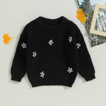 Mubineo Baby Girl Winter Clothes Cute Flower Sweater Crewneck Pullover Long Sleeve Knit Newborn Infant Sweaters (US, Age, 3 Months, 6 Months, Black)