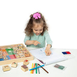 Melissa & Doug Deluxe Wooden Stamp Set: Animals - 30 Stamps, 6 Markers, 2 Stamp Pads